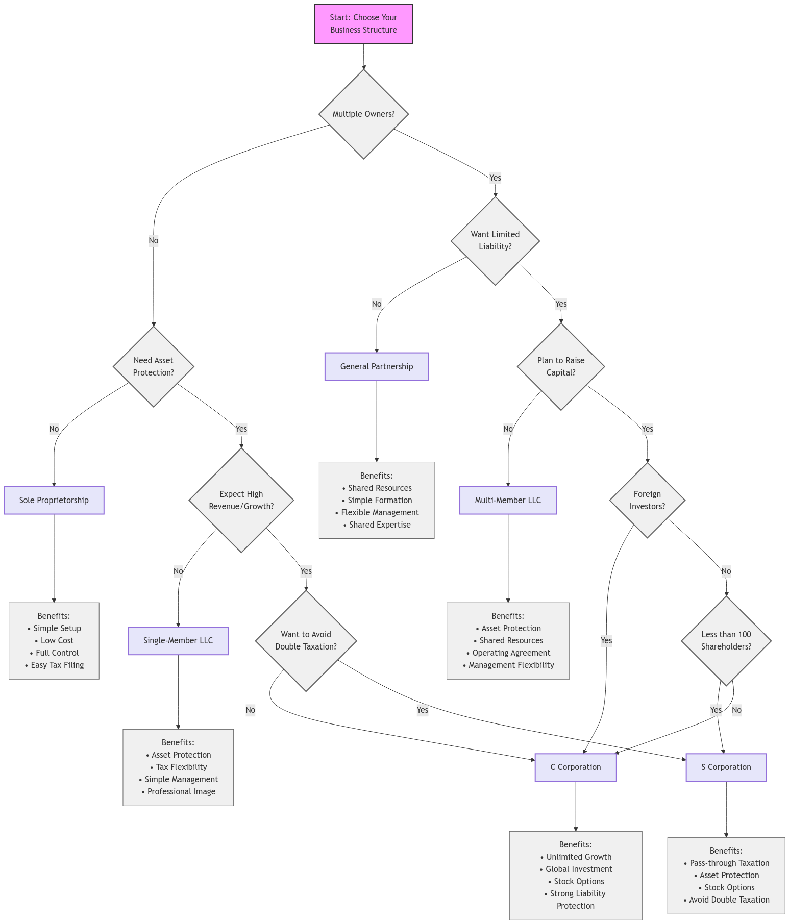 Business Structure Decision FlowChart